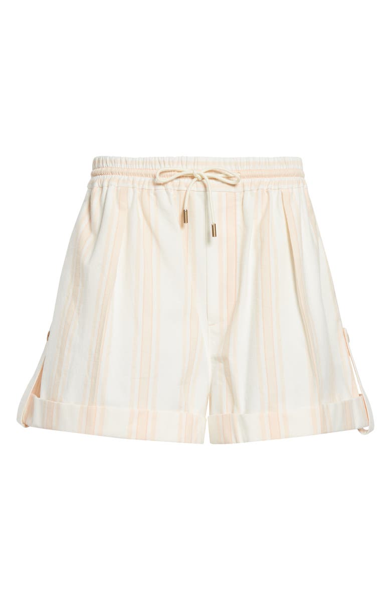 Chloé Soft Stripe Organic Cotton Shorts, Alternate, color, White Pink