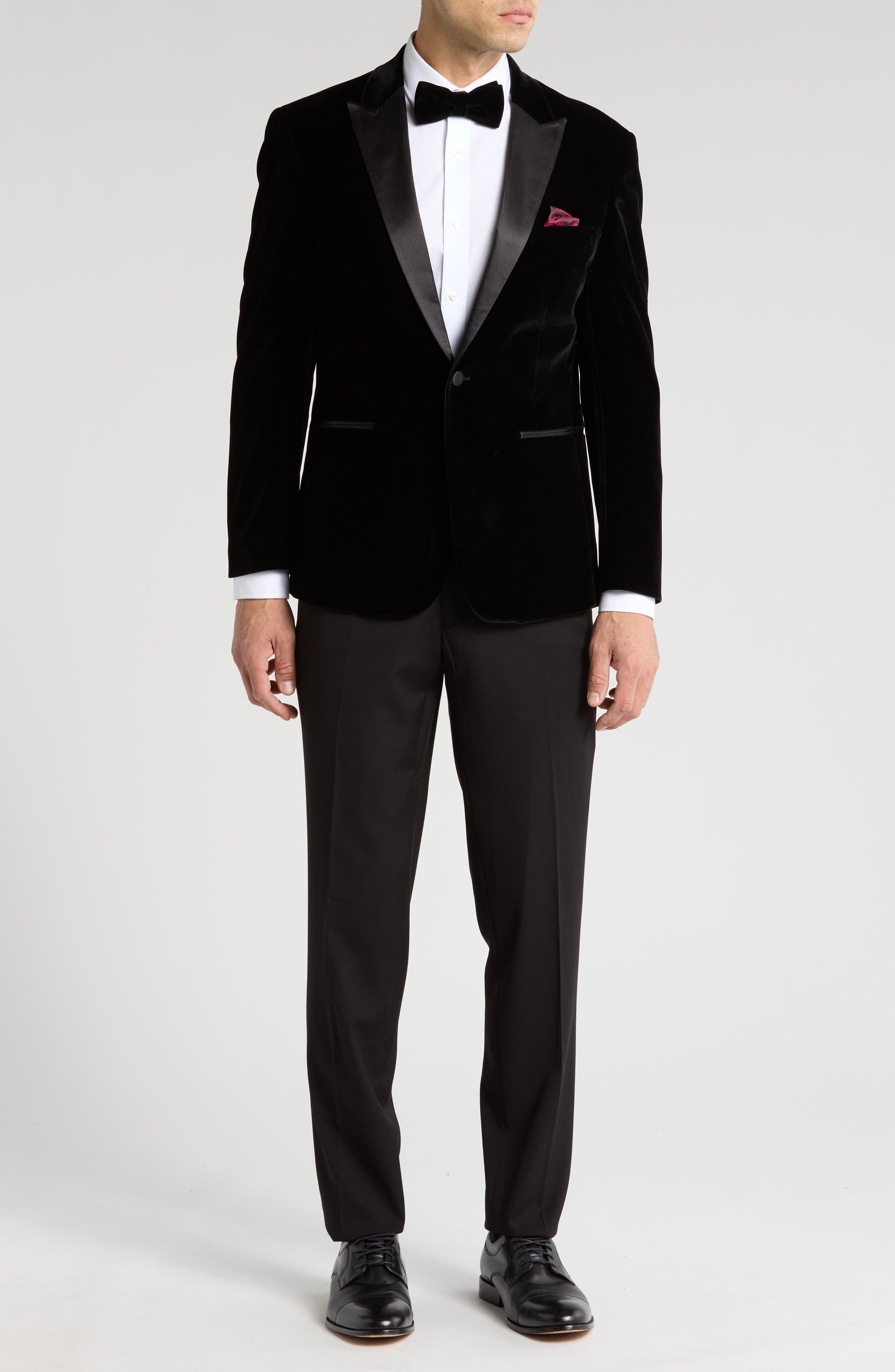 Gino Vitale Two-Piece Velvet Birdseye Lapel Slim Fit Tuxedo