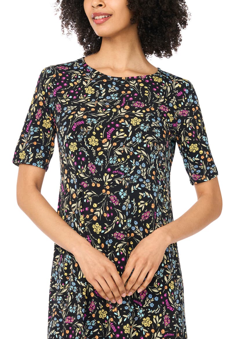 Floral Print Maxi Dress, Alternate, color, RICH BLACK