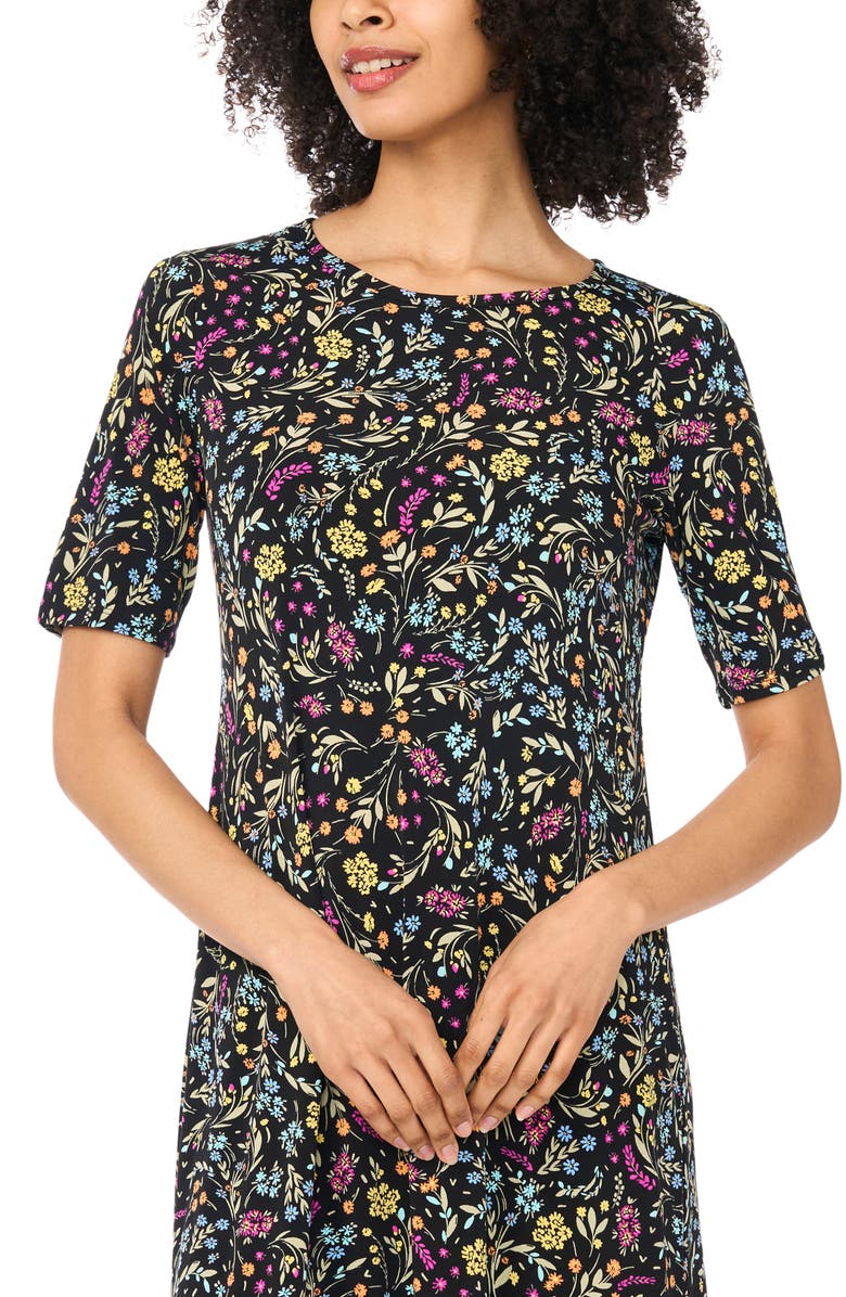 Vince Camuto Floral Print Maxi Dress, Alternate, color, Rich Black