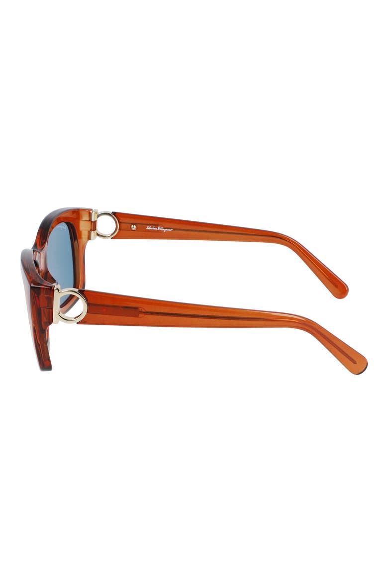 53mm Rectangular Sunglasses, Alternate, color, CRYSTAL CARAMEL/ PETROL