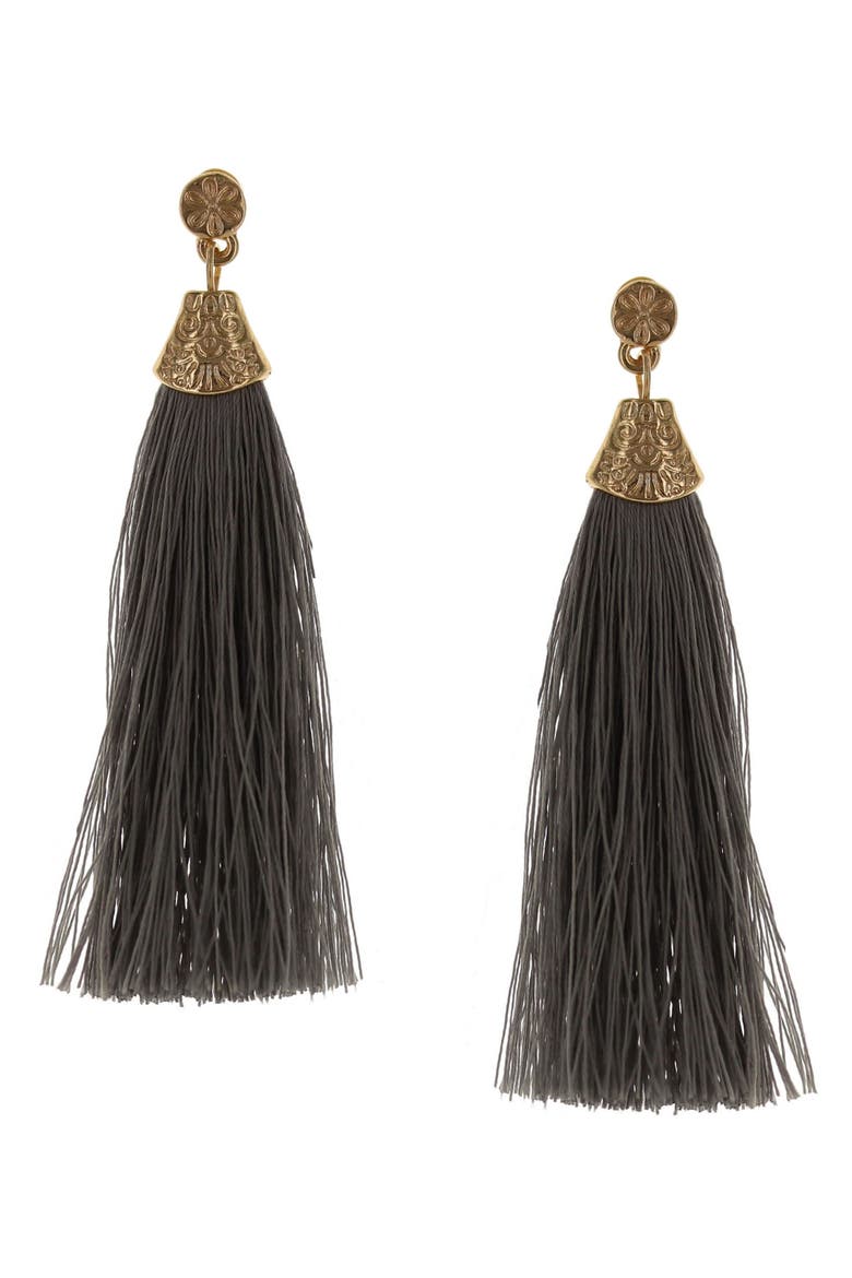 Tassel Drop Earrings, Main, color, GOLD / GREY