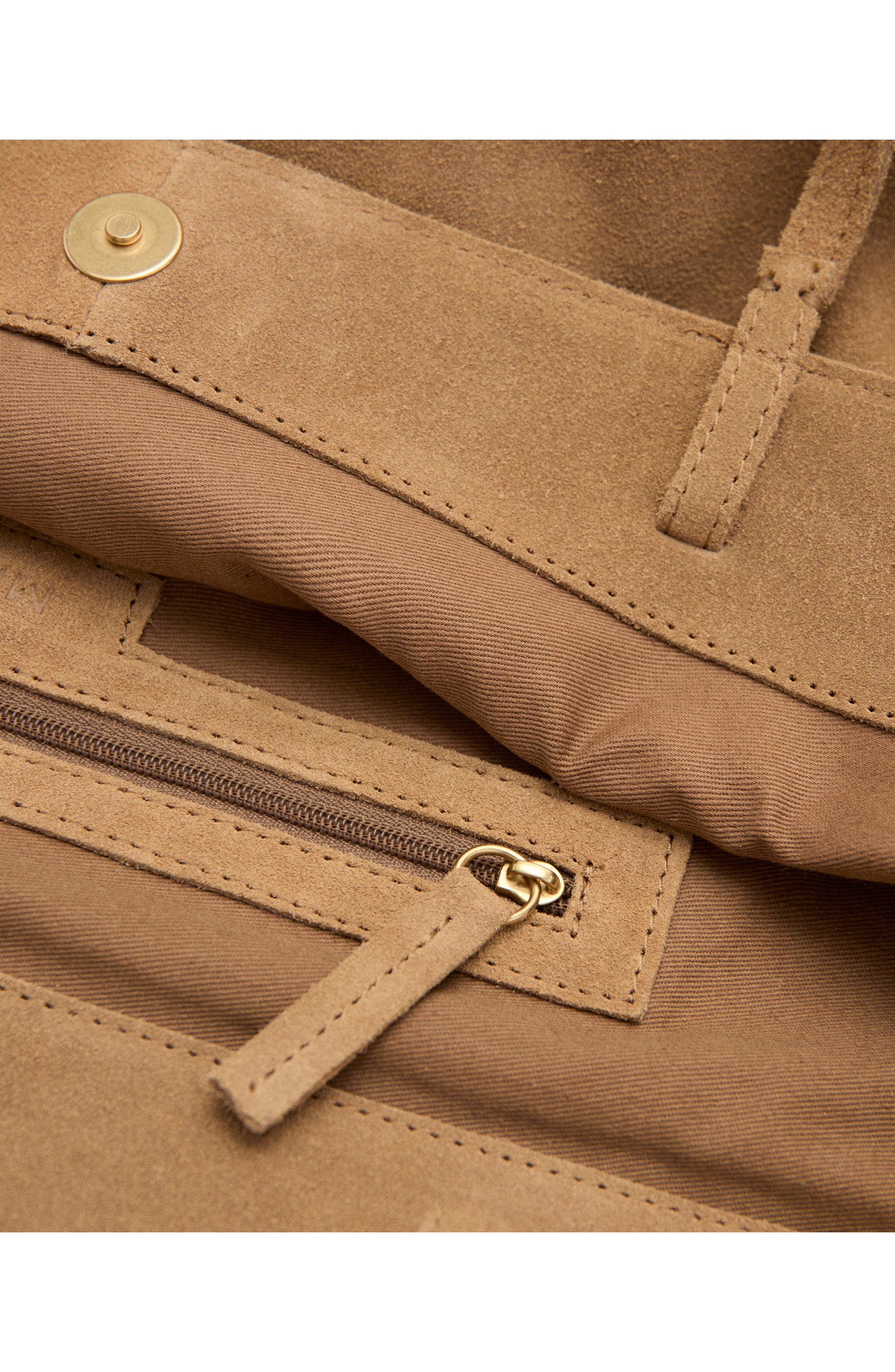 MANGO Suede Shopper Bag, Alternate, color, Leather
