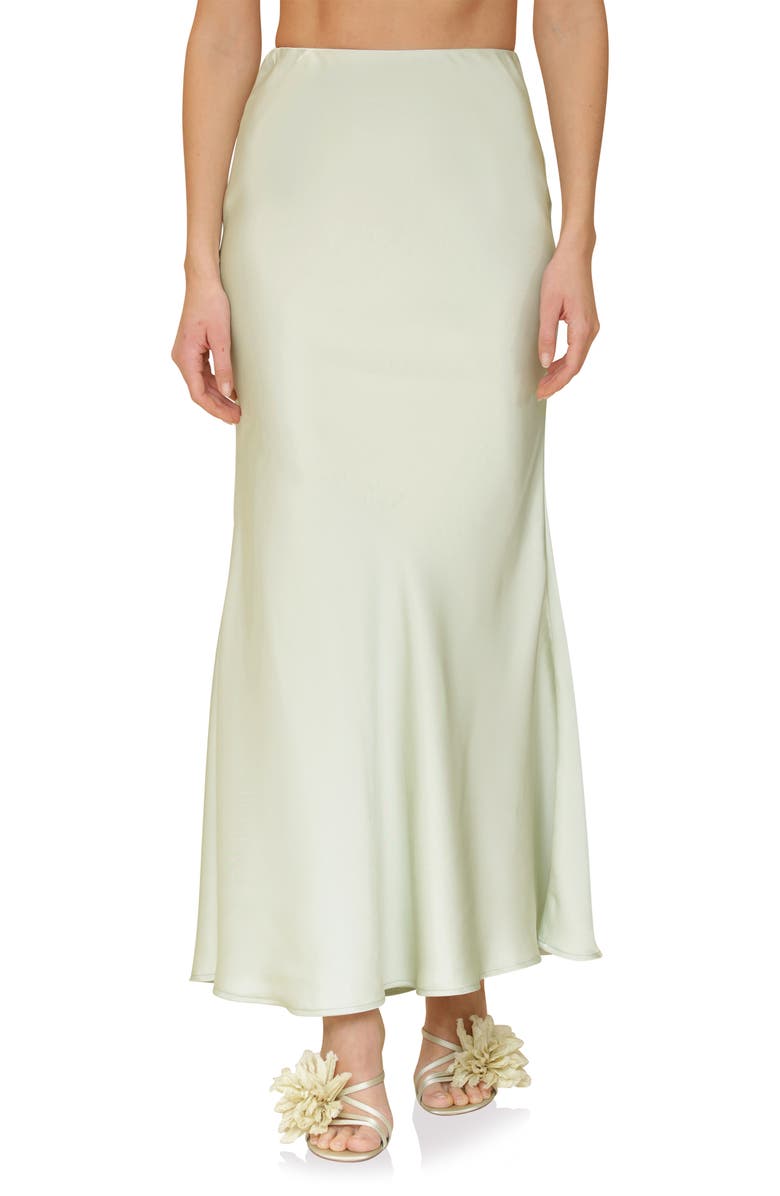 Avec Les Filles Bias Satin Maxi Trumpet Skirt, Main, color, 