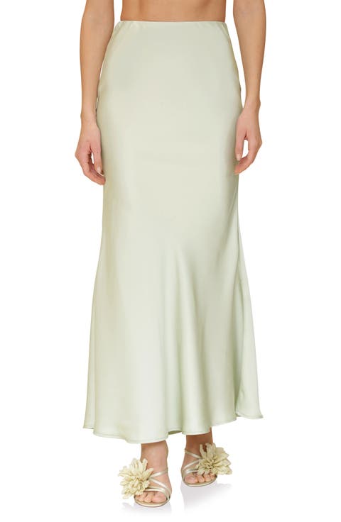 Bias Satin Maxi Trumpet Skirt