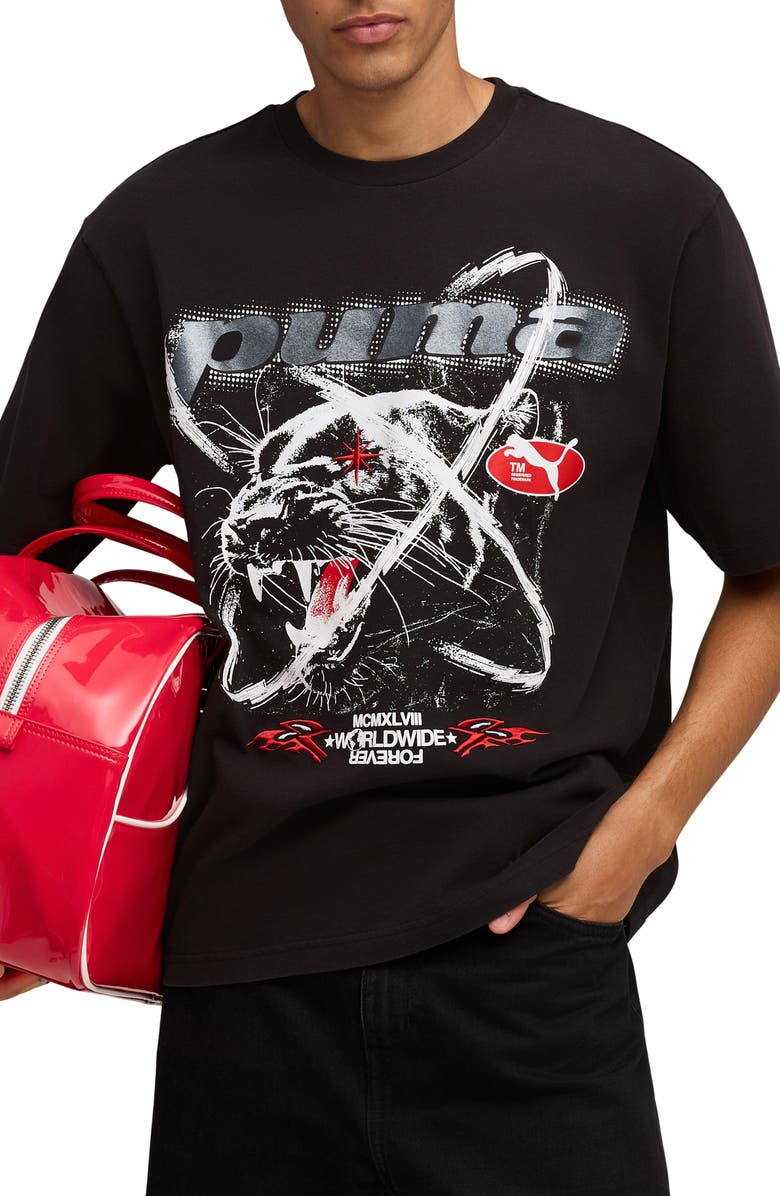 PUMA Tech-X Washed Cotton T-Shirt, Main, color, Puma Black