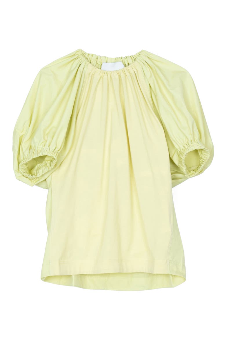 Shirred Puff Sleeve Poplin Top, Alternate, color, LIMELIGHT