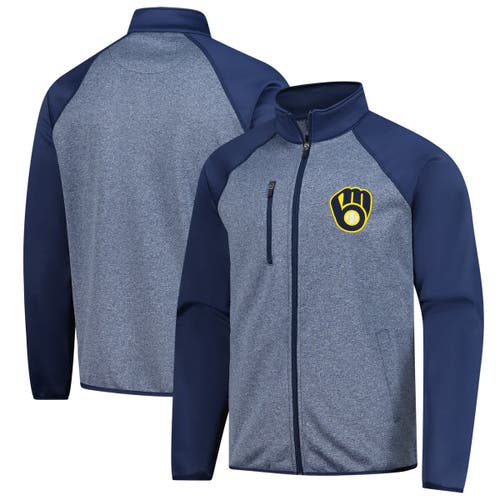 G-iii Sports By Carl Banks Navy Milwaukee Brewers Runners Raglan Full-zip Track Jacket In Gold