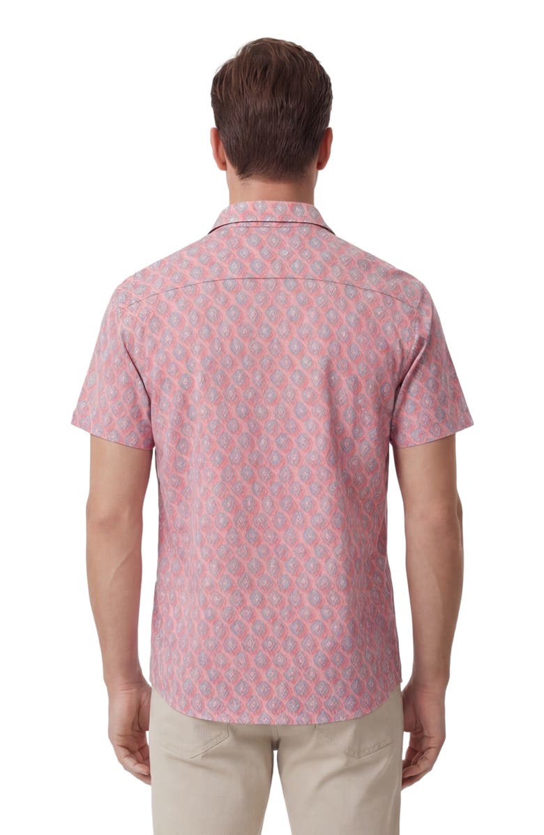 Lords of Harlech Mud Geo Mens Merino Wool Shirt, Alternate, color, Mud Geo Coral