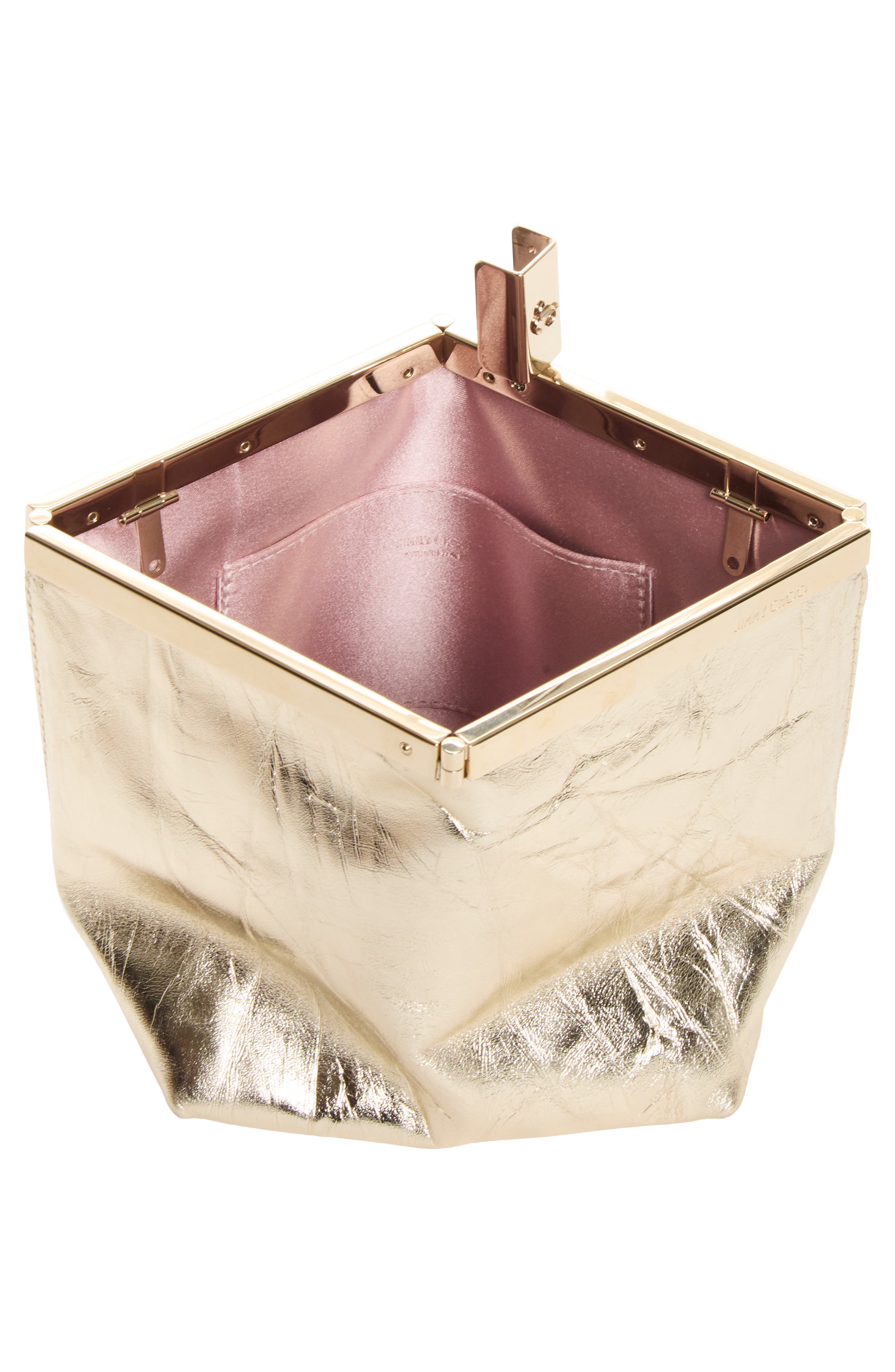 Ganache Crinkled Metallic Leather Clutch, Alternate, color, LIGHT PLATINUM/ LIGHT GOLD