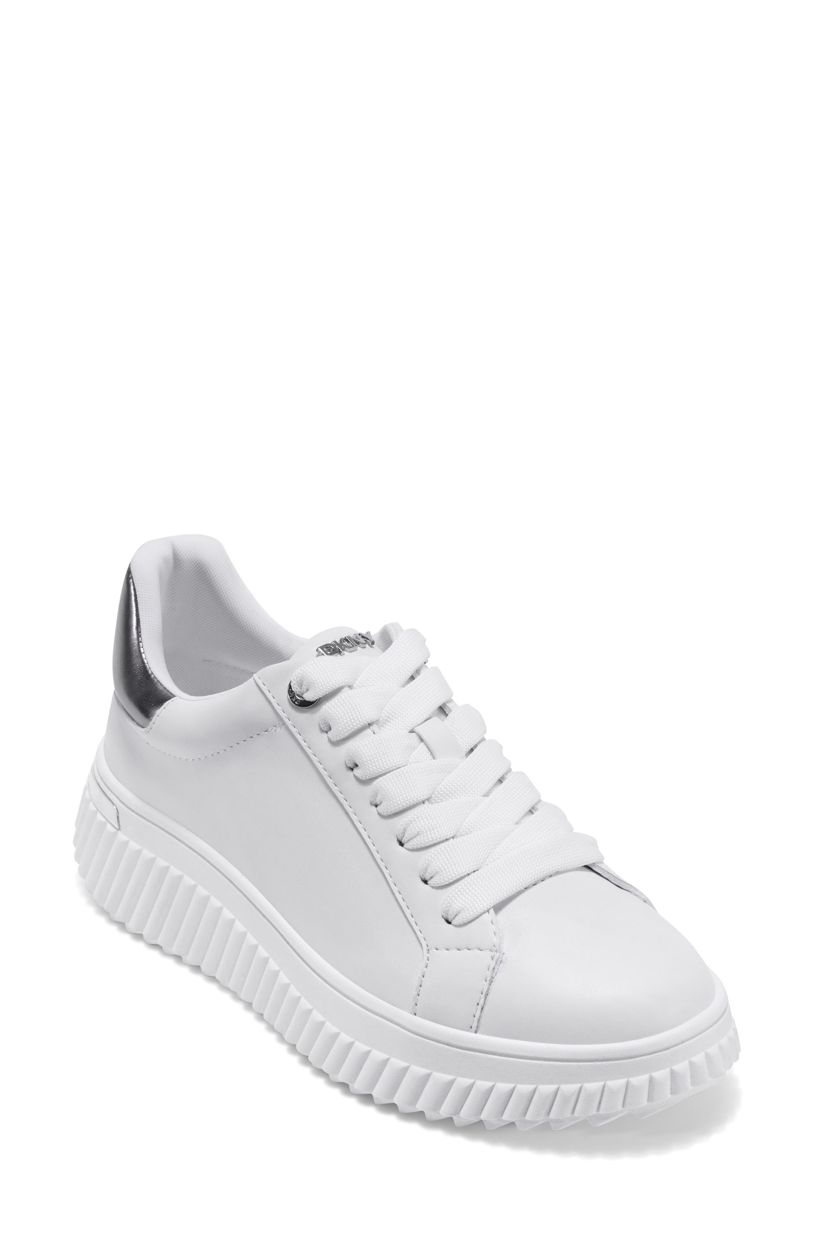 DKNY Lobeco Platform Sneaker, Main, color, White/ Nickel