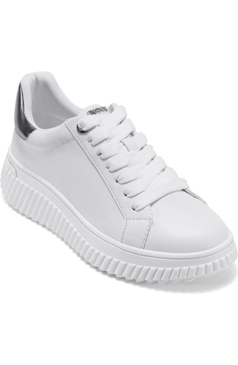 DKNY Lobeco Platform Sneaker, Main, color, White/ Nickel