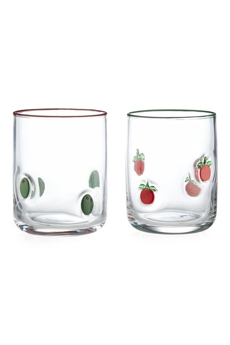 Set of 2 Coordinated Icon Glasses, Main, color, GREEN/RED