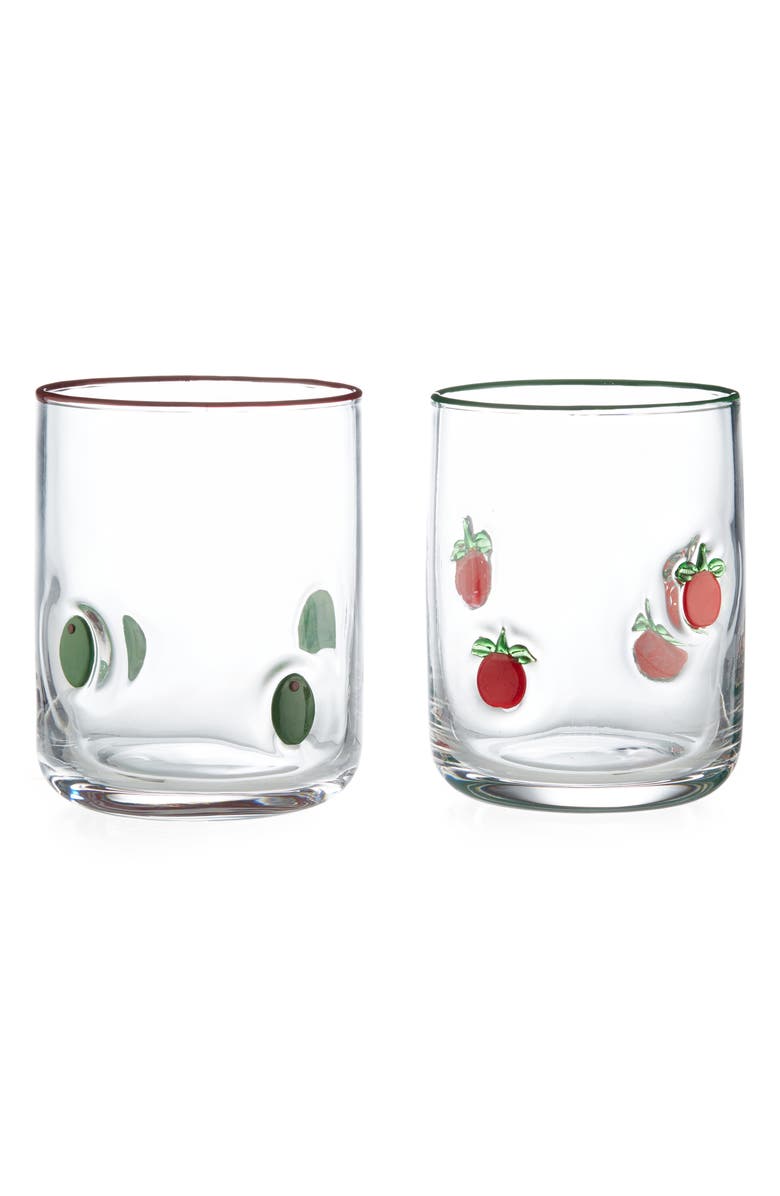 Godinger Icon Set of 2 Mismatched Glasses, Main, color, Green/Red