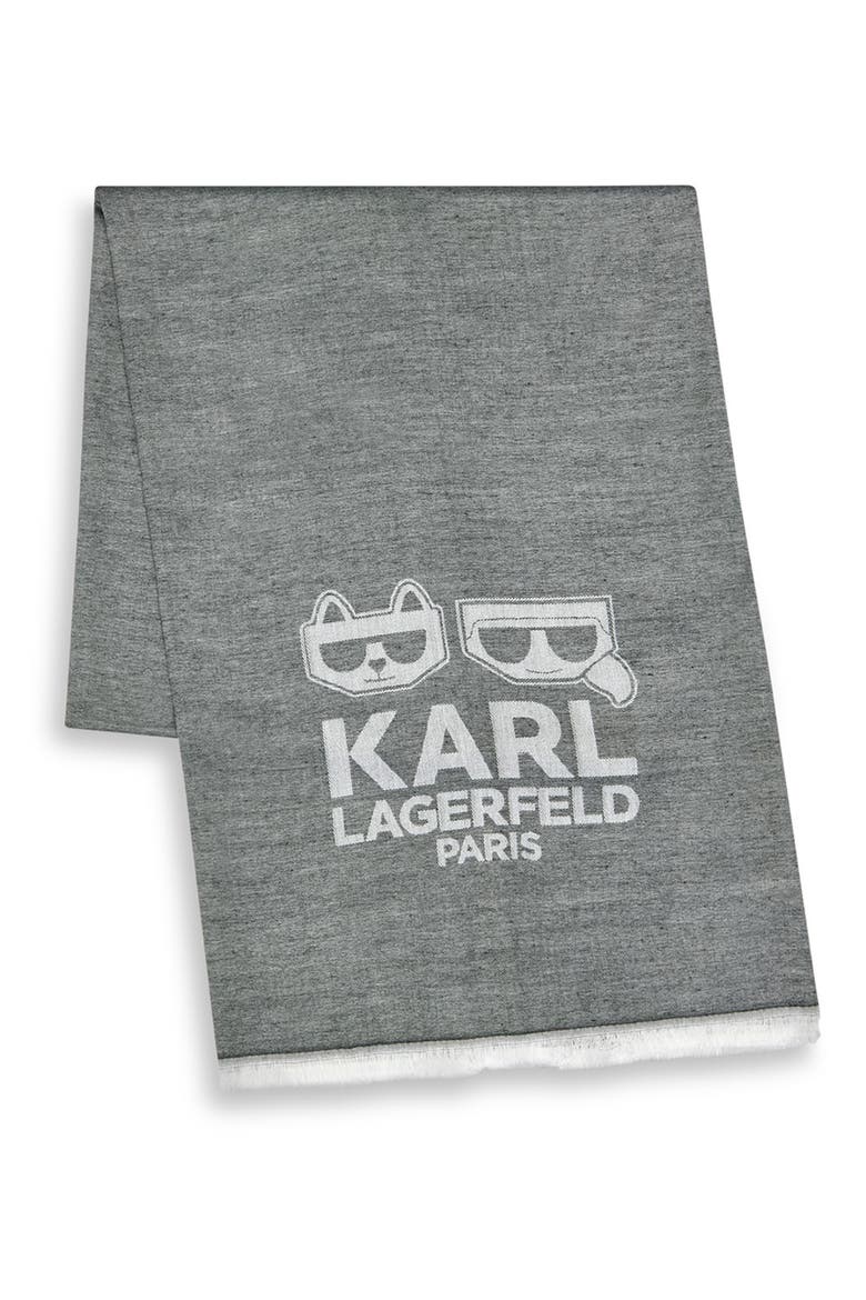 Karl Choupette Pashmina Scarf, Alternate, color, BLACK