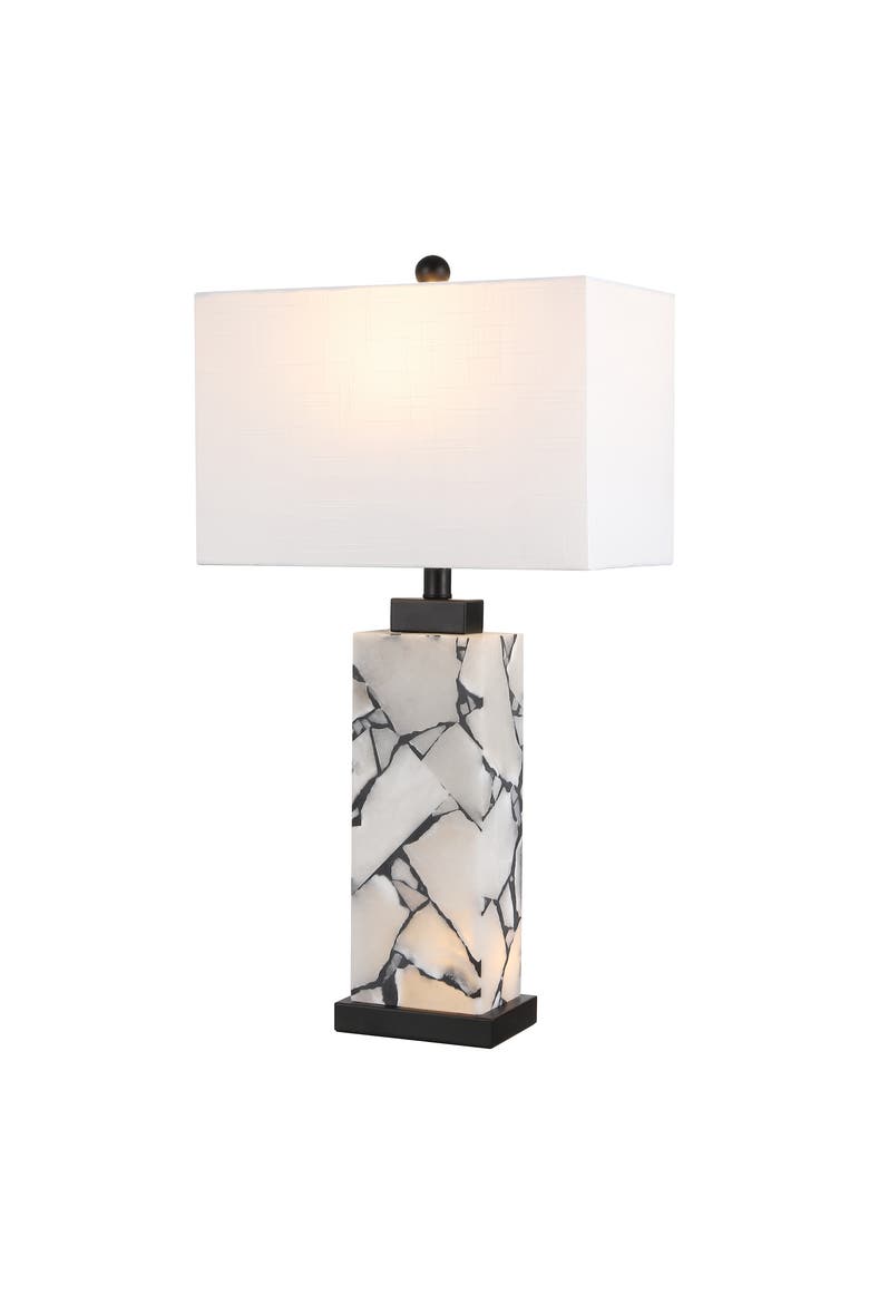 Elizabeth 27.5" Contemporary Coastal Alabaster LED Table Lamp, Main, color, White/Black