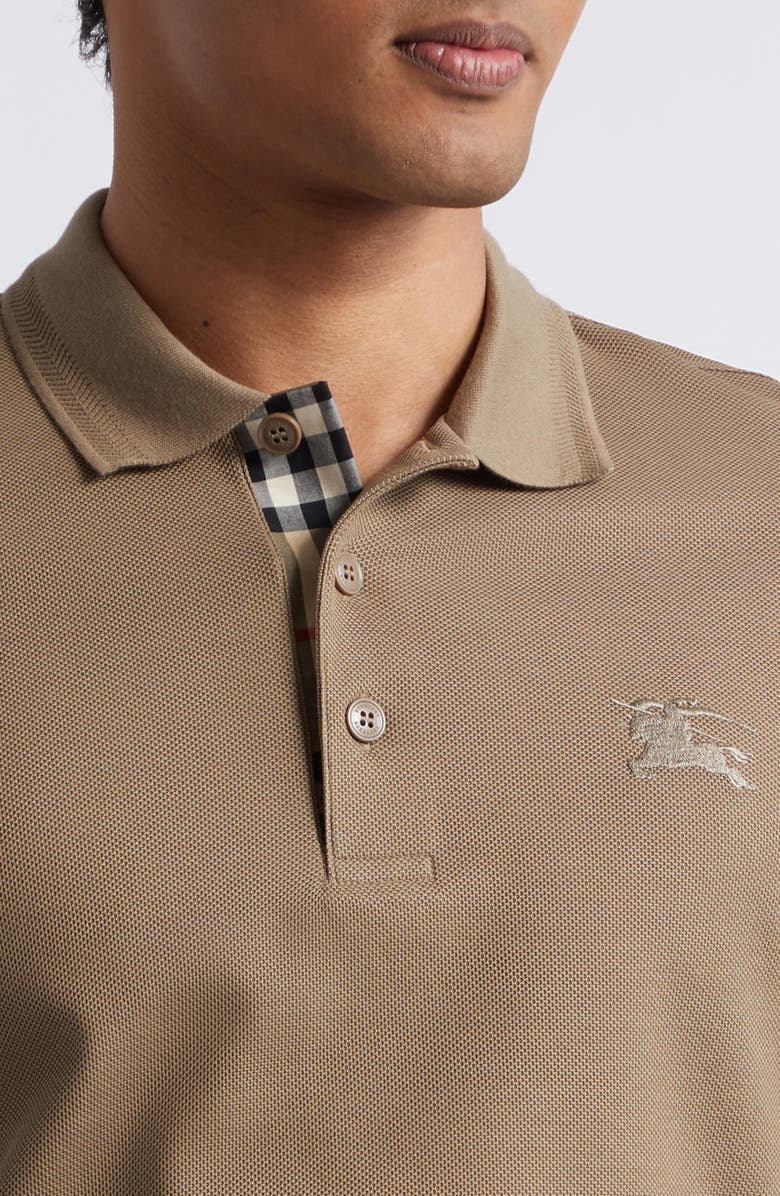 Burberry Eddie Equestrian Knight Design Cotton Piqué Polo, Alternate, color, Clay Brown