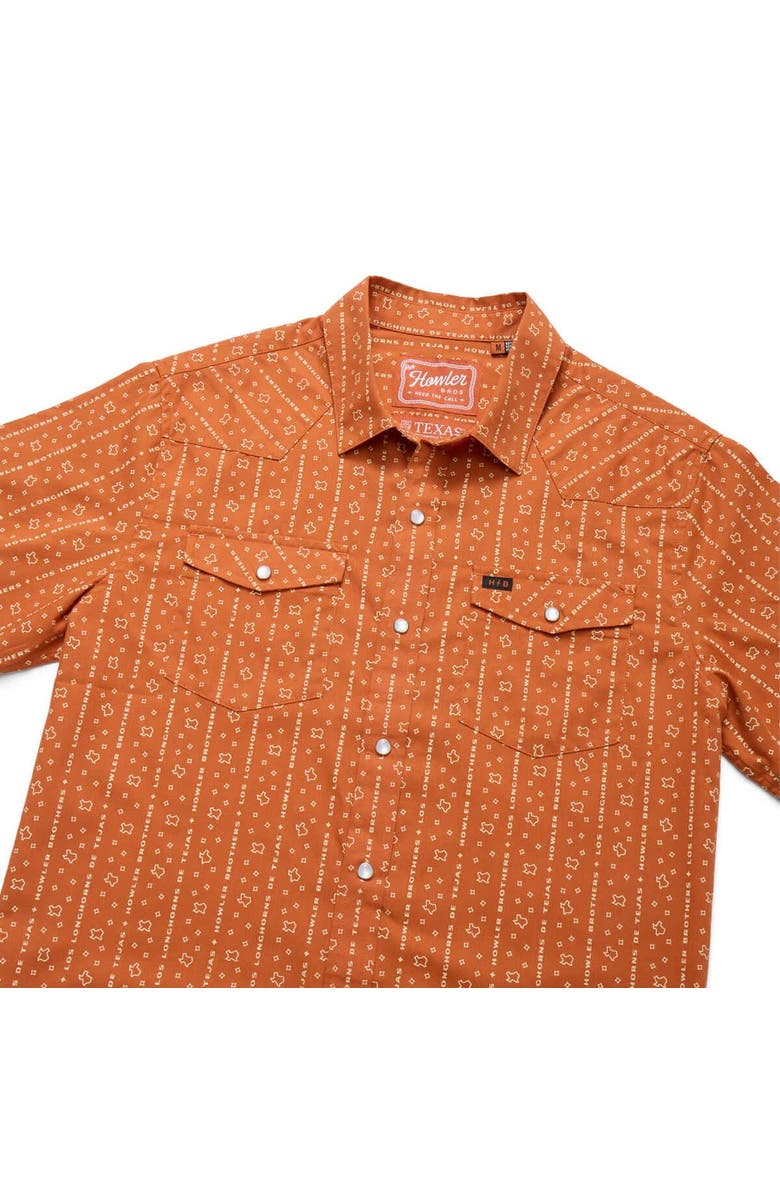 Howler Brothers Men's Texas Orange Texas Longhorns x Howler Brothers Texas Print Full-Snap Shirt, Alternate, color, Burnt Orange