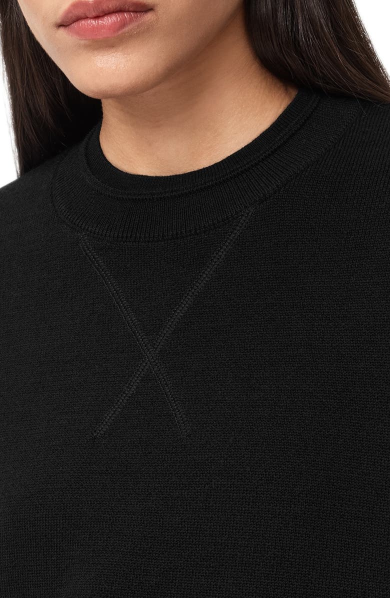 AllSaints Nika Elbow Sleeve Wool Sweatshirt, Alternate, color, Black