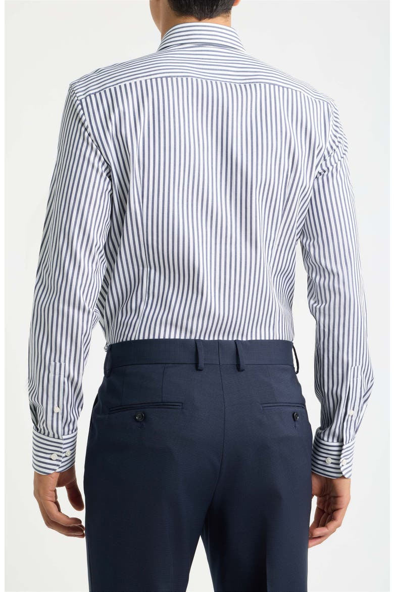 Hank Slim Fit Striped Dress Shirt, Alternate, color, DARK BLUE
