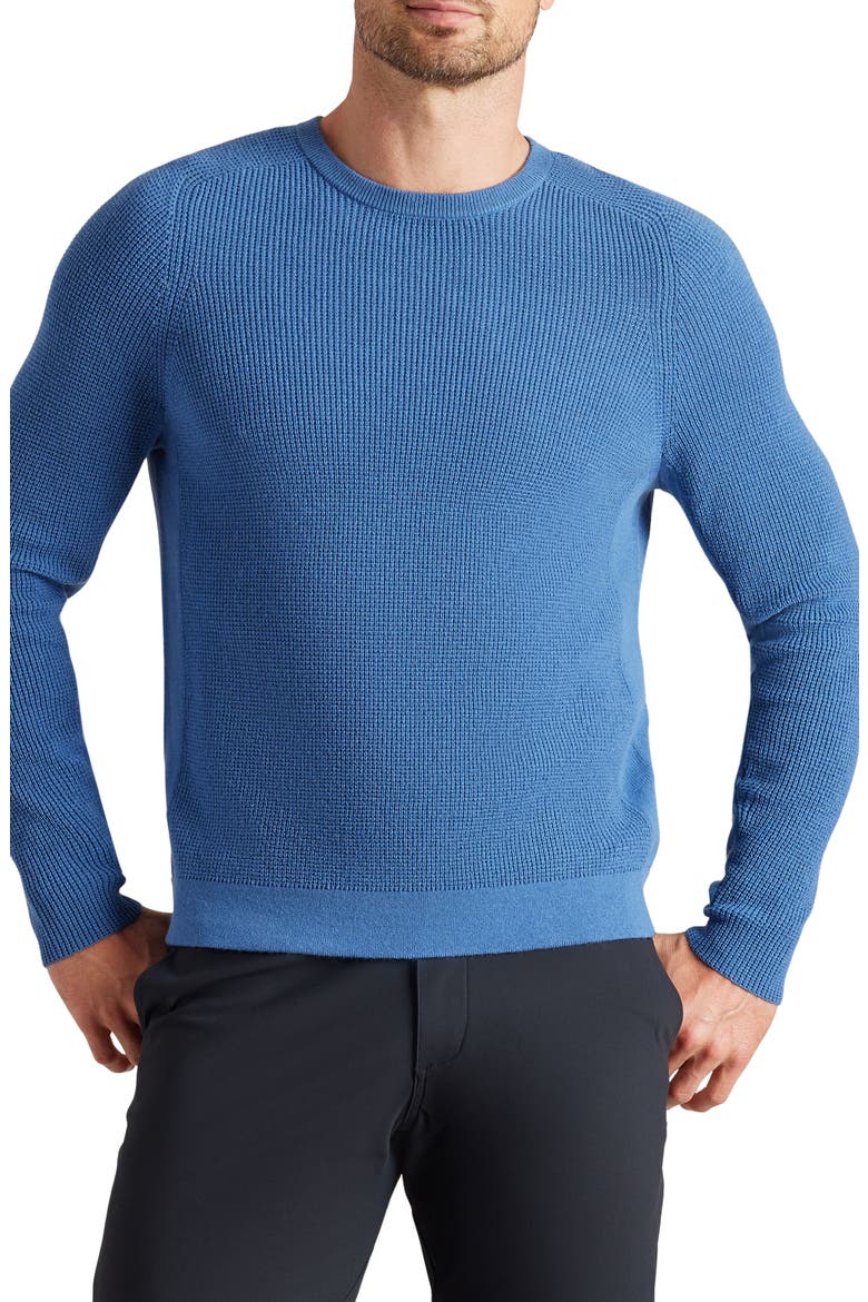 Walden Waffle Wool & Cashmere Sweater, Main, color, BLUE HORIZON