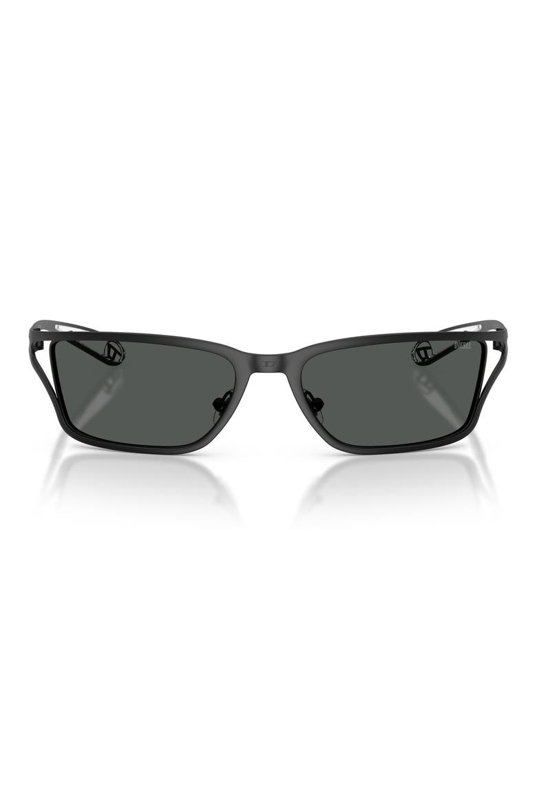 DL1015 58mm Rectangular Sunglasses, Main, color, MATTE BLACK / DARK GREY