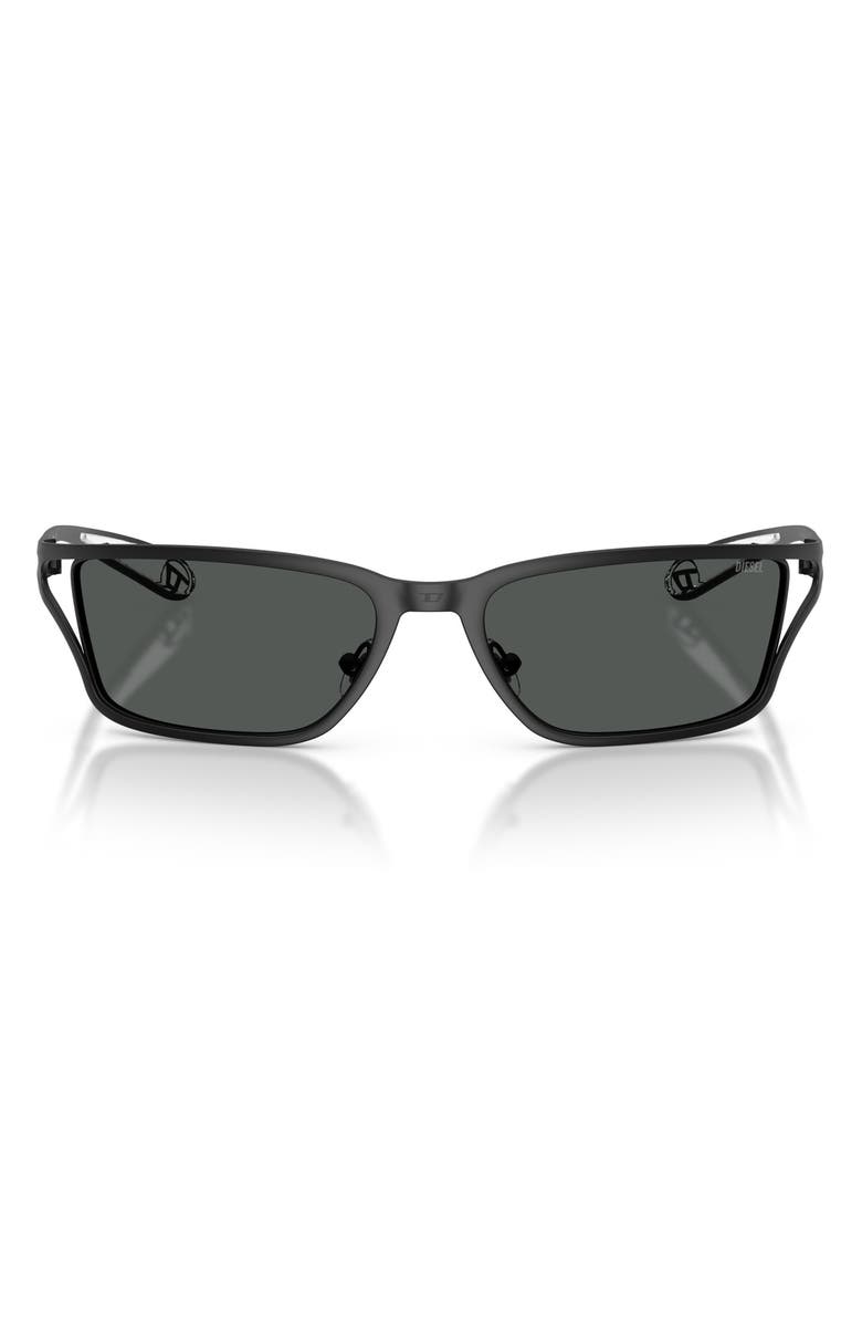 DIESEL<sup>®</sup> DL1015 58mm Rectangular Sunglasses, Main, color, Matte Black / Dark Grey
