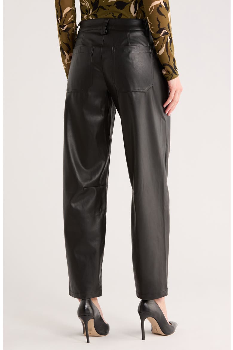 Faux Leather Barrel Pants, Alternate, color, BLACK