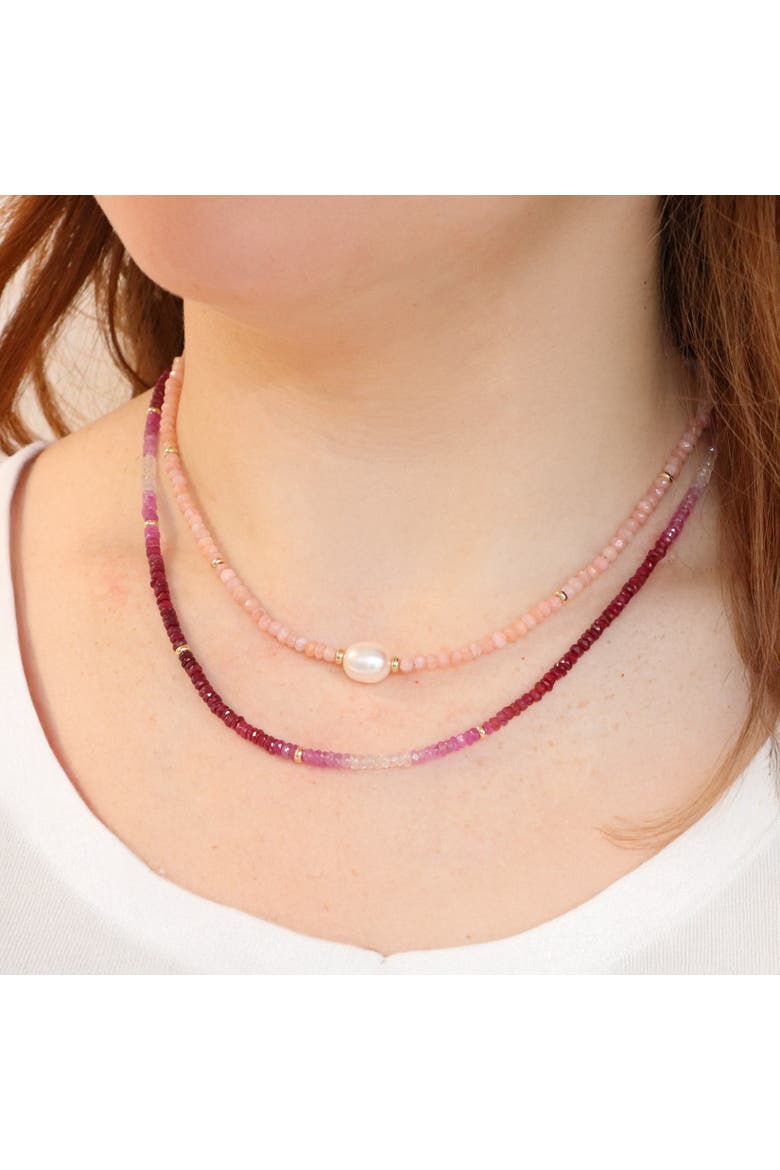 Ruby Ombre Bead Necklace, Alternate, color, Ruby