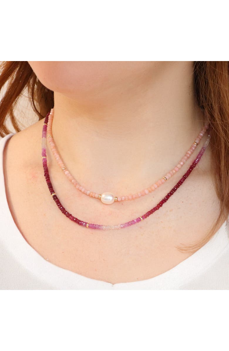 The Lovery Fine Jewelry Ruby Ombre Bead Necklace, Alternate, color, Ruby