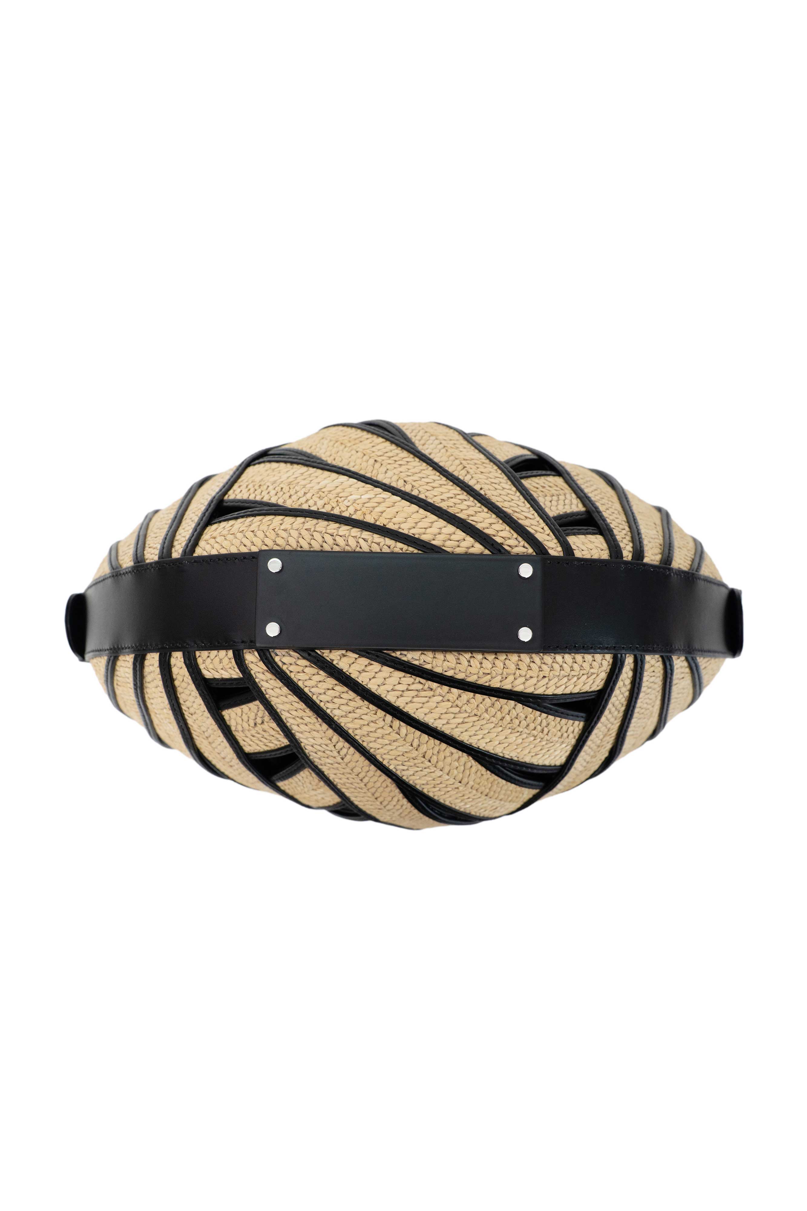 PERRIN PARIS Le Panier Handbag Raphia, Alternate, color, Raphia Beige / Black