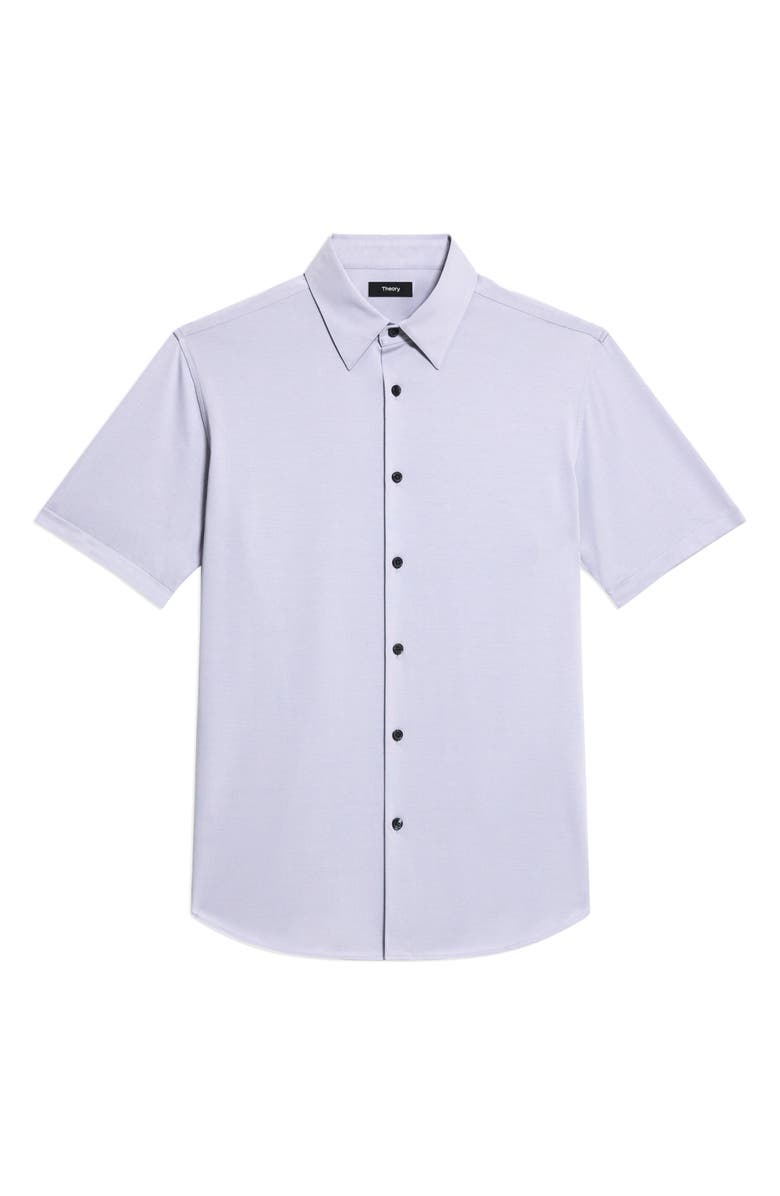 Theory Irving Structure Knit Short Sleeve Button-Up Shirt, Alternate, color, Gray Lilac - 2N9