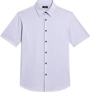 Theory Irving Structure Knit Short Sleeve Button-Up Shirt