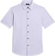 Theory Irving Structure Knit Short Sleeve Button-Up Shirt