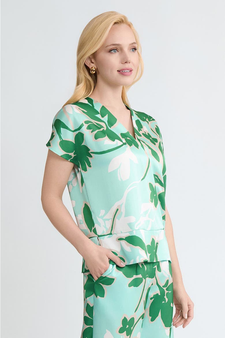 Floral Printed Crepe de Chine Top, Alternate, color, Kelly Green/Euca/Lime/Ivory