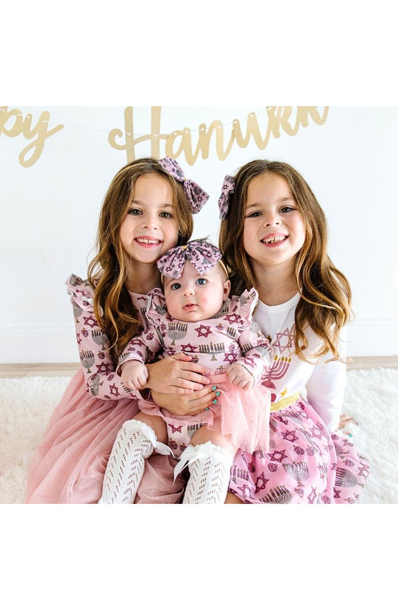 Sweet Wink Hanukkah Long Sleeve Tutu Bodysuit, Alternate, color, Pink
