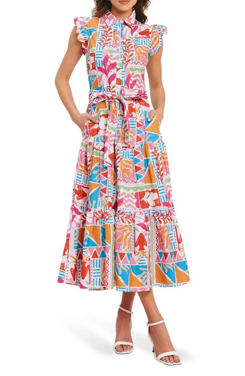 Printed Maxi Shirtdress (Plus)