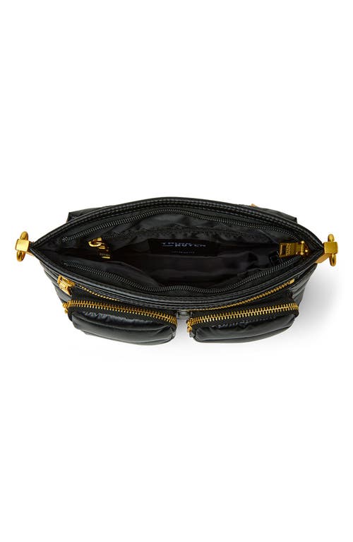 Think Royln Double Trouble Crossbody Bag In Pearl Black With Gold