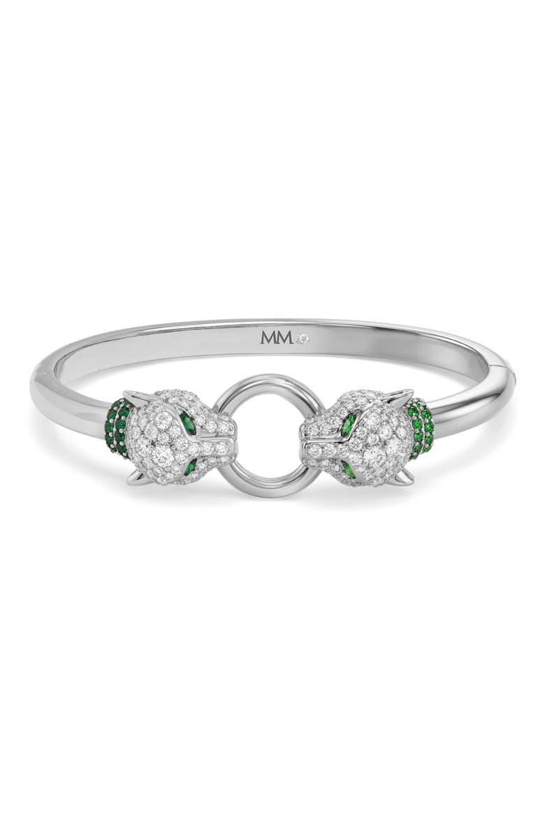 Jaguar Cubic Zirconia Cuff Bracelet, Main, color, SILVER-WHITE