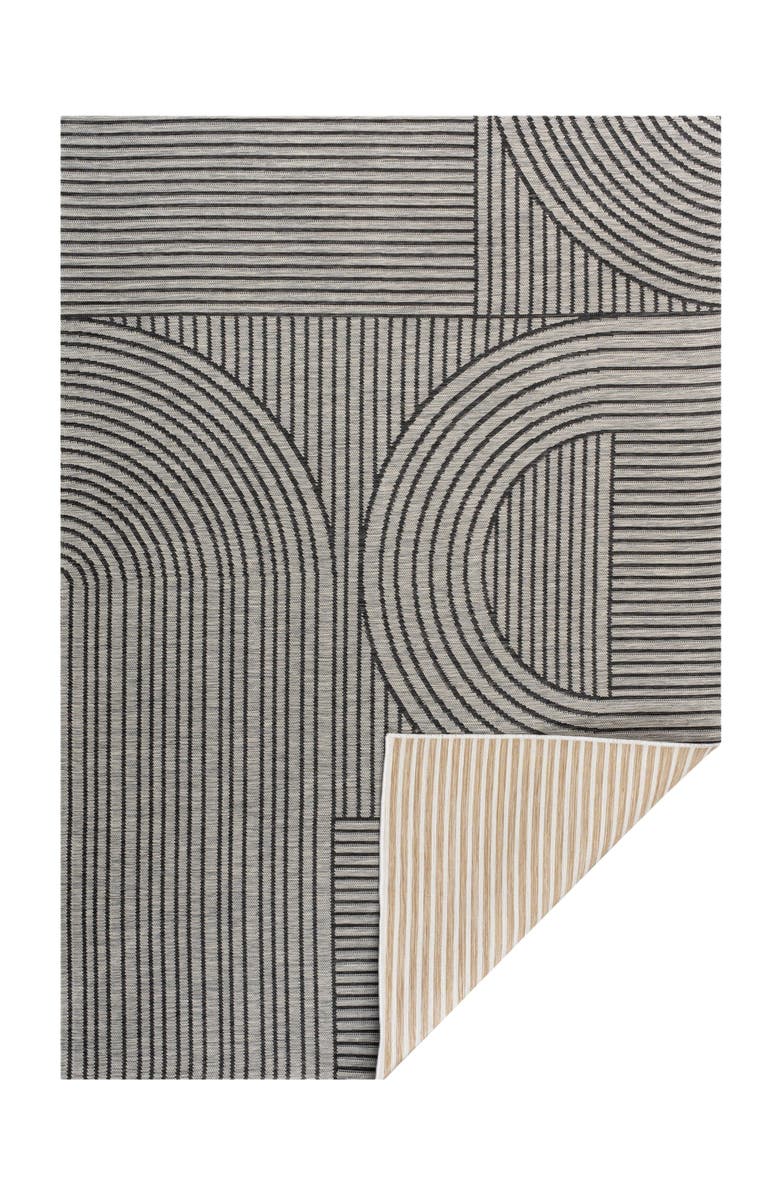 JONATHAN Y Zephyr Mid-Century Modern Arch Stripe Reversible Machine-Washable Indoor/Outdoor Area Rug, Alternate, color, Cream/Beige