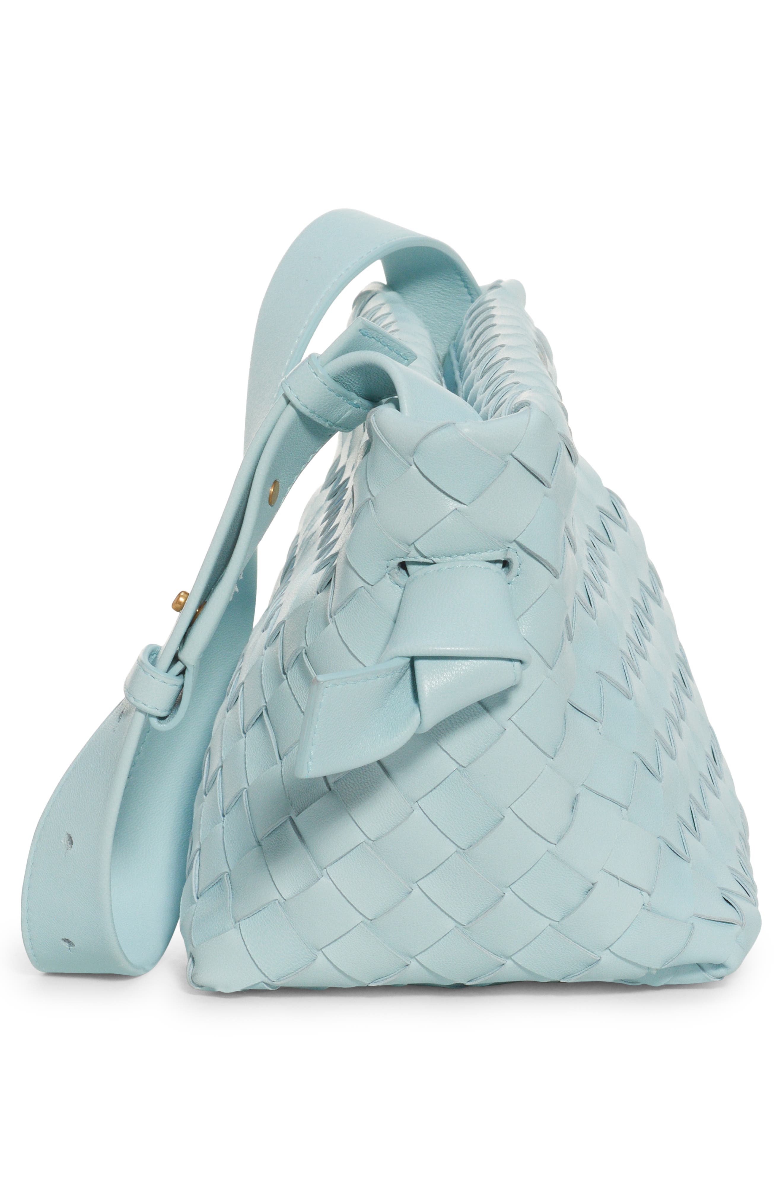 Intrecciato Leather Shoulder Bag, Alternate, color, TEAL WASHED GOLD