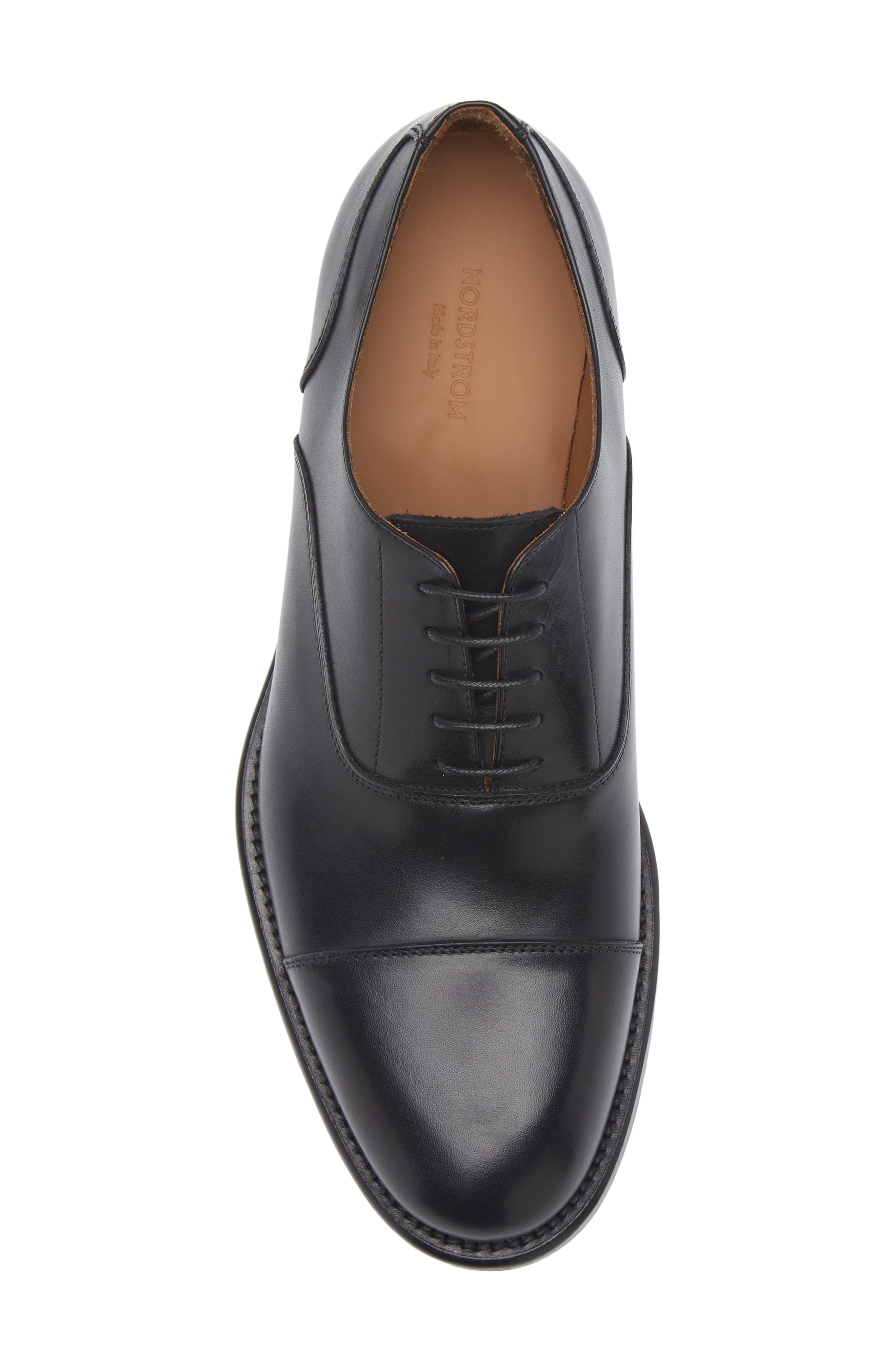 Nordstrom Italian Collection Orvieto Cap Toe Oxford, Alternate, color, Black Leather