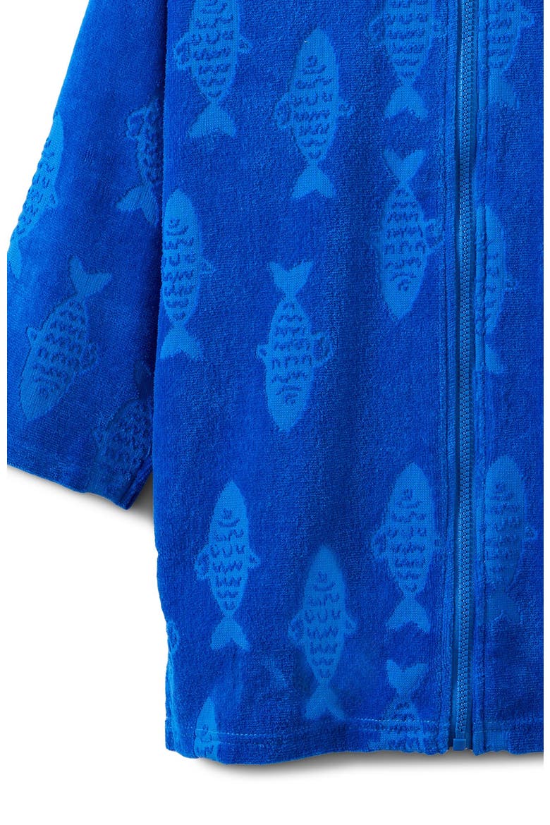 Kid's Zip Thru Hooded Towel, Alternate, color, Harbour Blue Jacquard