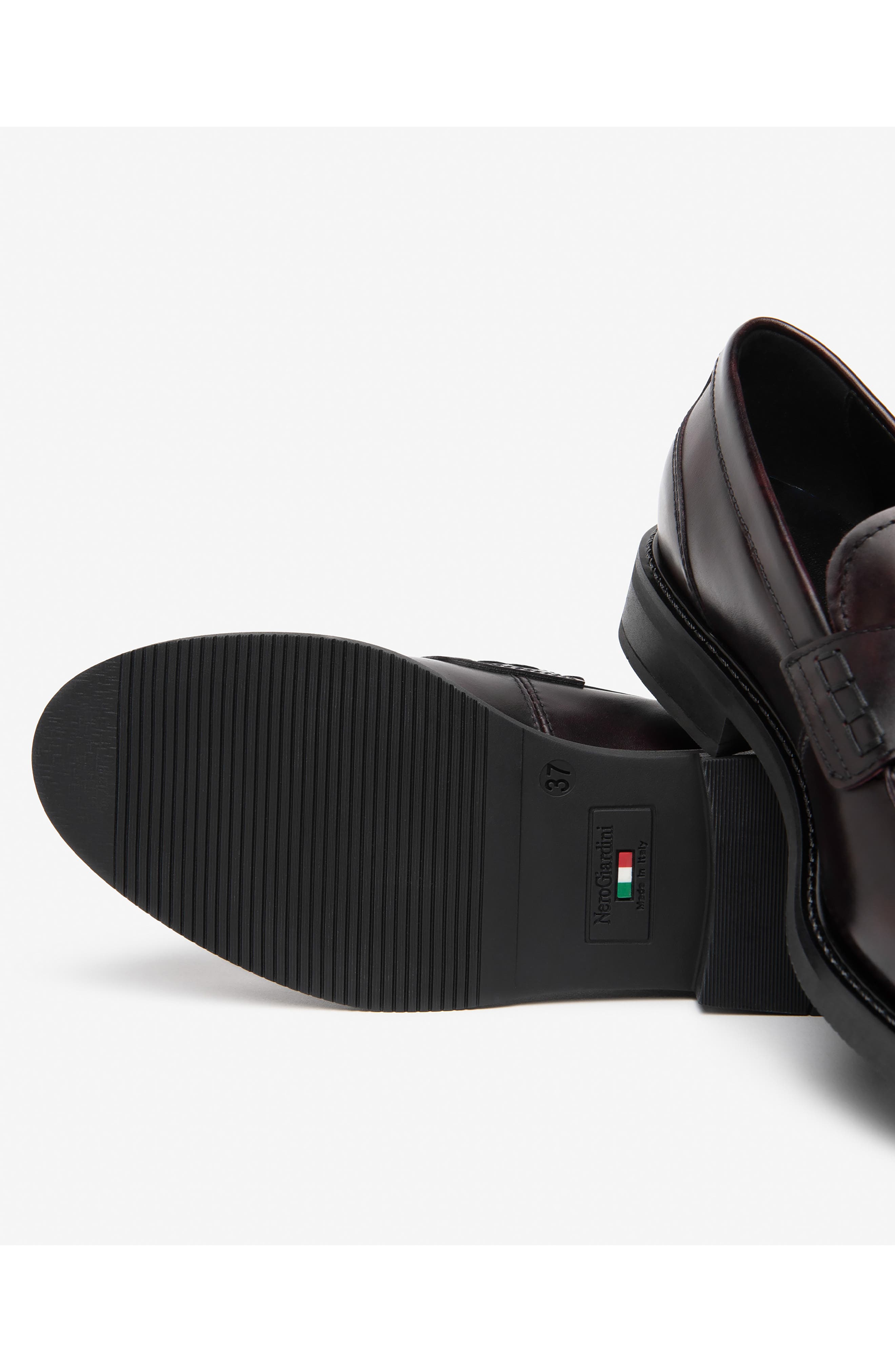 Leather Penny Loafer, Alternate, color, BORDEAUX
