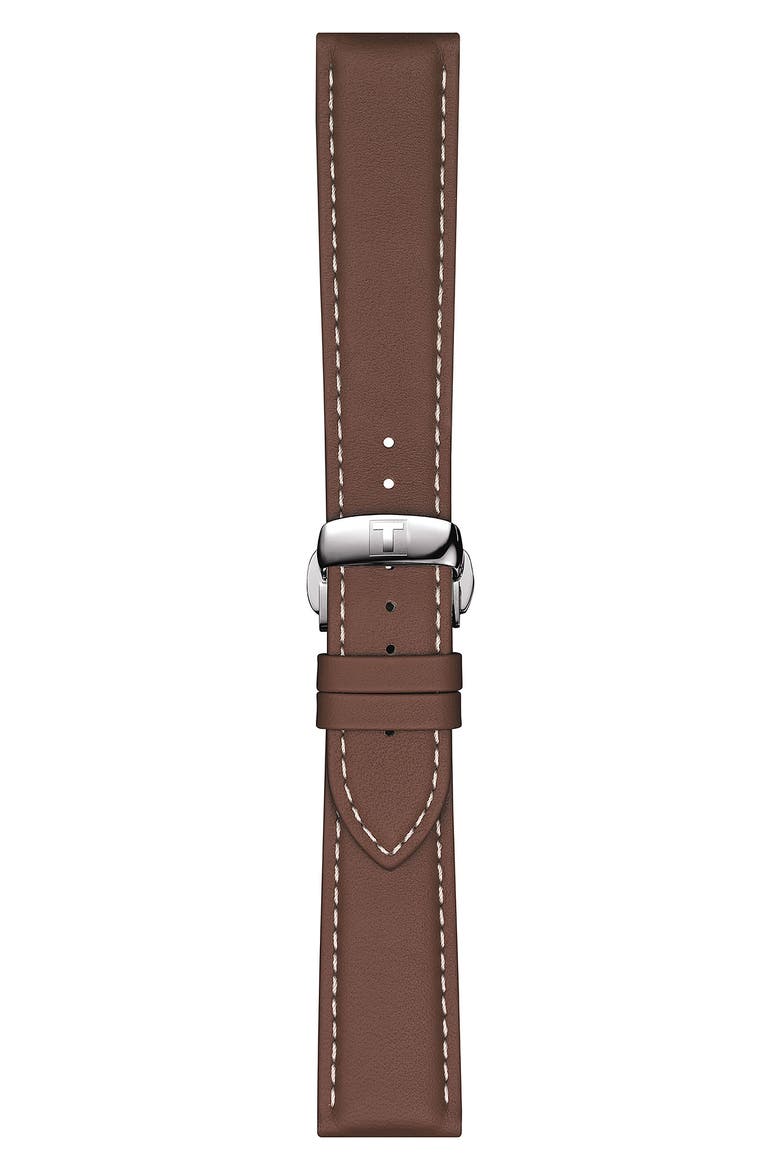 T-Classic Powermatic 80 Leather Strap Watch, 40mm, Alternate, color, BROWN/ SILVER