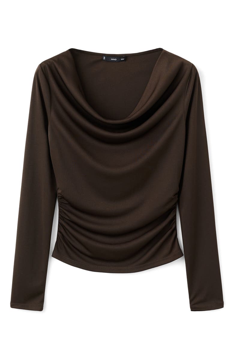 MANGO Odette Cowl Neck Top, Alternate, color, Brown