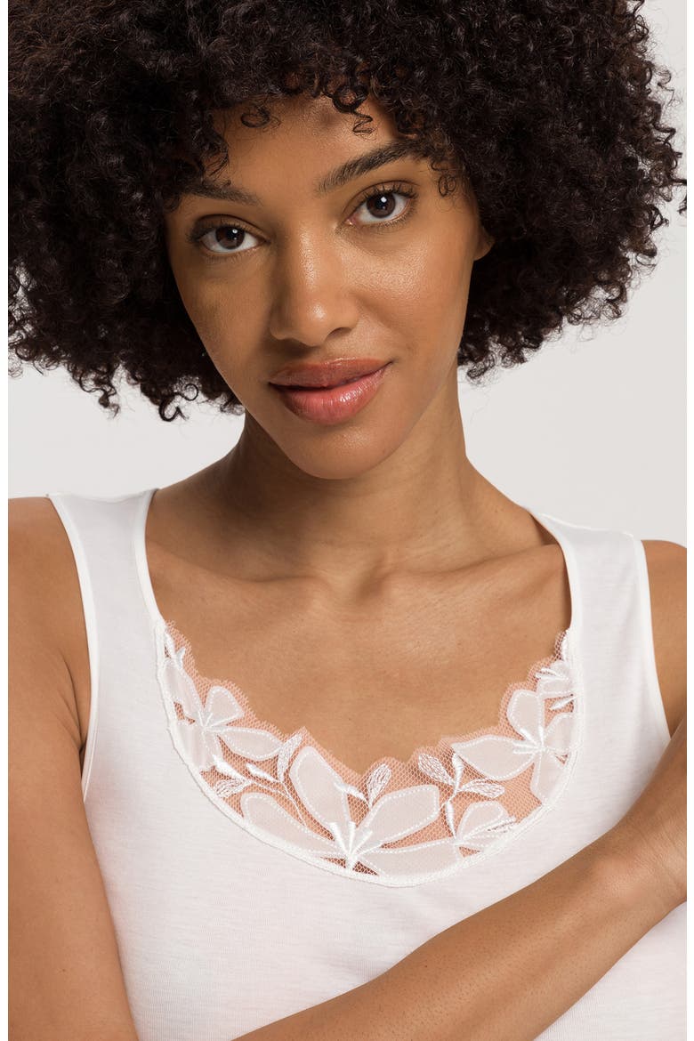 Kalea Embroidered Trim Cotton Tank Top, Alternate, color, OFF WHITE