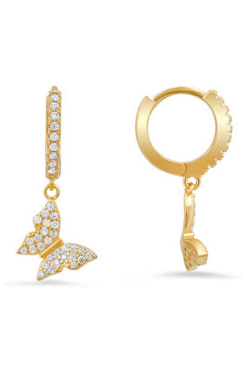 Danging Butterfly Huggie Hoop Earrings, Main, color, GOLD