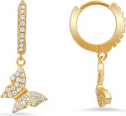 Queen Jewels Danging Butterfly Huggie Hoop Earrings
