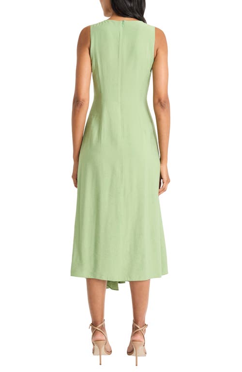 Maggy London Draped Midi Dress In Green Eyes